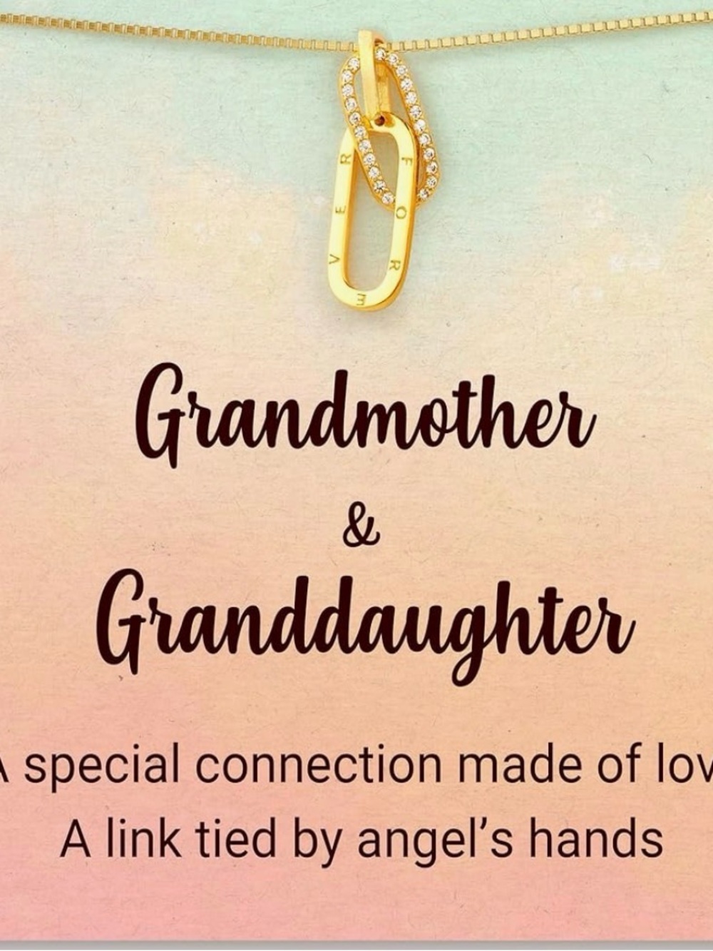 STORYJEWELLERY Gold Plated Silver Link Pendant Necklace - Granddaughter/mother